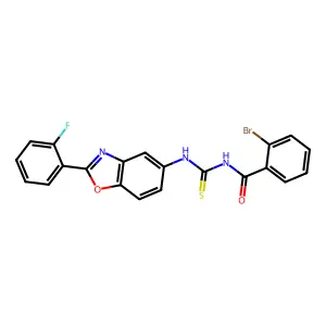 2-bromo-N-[[2-(2-fluorophenyl)-1,3-benzoxazol-5-yl]carbamothioyl]benzamide structure