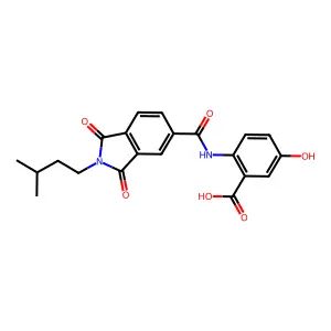 5-hydroxy-2-(2-isopentyl-1,3-dioxoisoindoline-5-carboxamido)benzoic acid structure