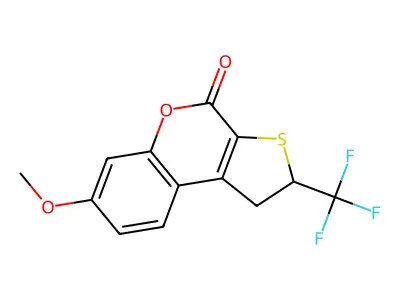 7-methoxy-2-(trifluoromethyl)-1,2-dihydro-4H-thieno[2,3-c]chromen-4-one structure