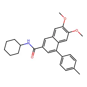 N-cyclohexyl-6,7-dimethoxy-4-(4-methylphenyl)naphthalene-2-carboxamide structure