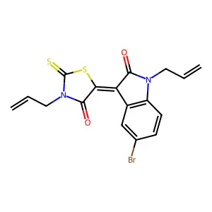 (5Z)-5-(5-bromo-2-oxo-1-prop-2-enylindol-3-ylidene)-3-prop-2-enyl-2-sulfanylidene-1,3-thiazolidin-4-one structure
