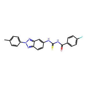 4-fluoro-N-[[2-(4-methylphenyl)benzotriazol-5-yl]carbamothioyl]benzamide structure