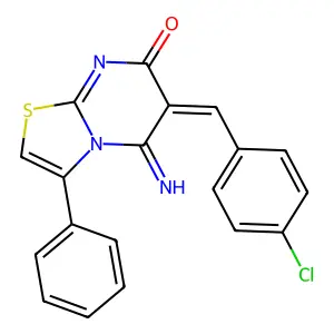 (6Z)-6-[(4-chlorophenyl)methylidene]-5-imino-3-phenyl-[1,3]thiazolo[3,2-a]pyrimidin-7-one structure