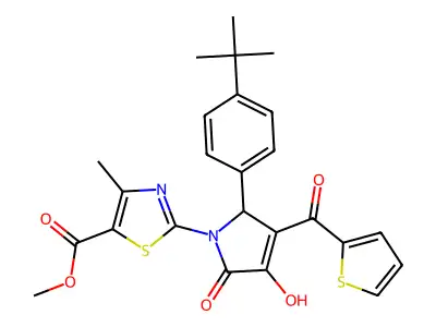 methyl 2-[2-(4-tert-butylphenyl)-4-hydroxy-5-oxo-3-(thiophen-2-ylcarbonyl)-2,5-dihydro-1H-pyrrol-1-yl]-4-methyl-1,3-thiazole-5-carboxylate structure