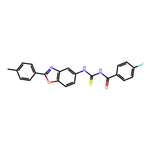4-fluoro-N-[[2-(4-methylphenyl)-1,3-benzoxazol-5-yl]carbamothioyl]benzamide structure