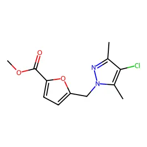 methyl 5-[(4-chloro-3,5-dimethyl-1H-pyrazol-1-yl)methyl]-2-furoate structure