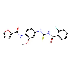 N-[4-[(2-fluorobenzoyl)carbamothioylamino]-2-methoxyphenyl]furan-2-carboxamide structure