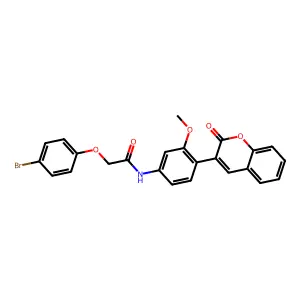 2-(4-bromophenoxy)-N-[3-methoxy-4-(2-oxochromen-3-yl)phenyl]acetamide structure