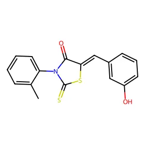 (5Z)-5-[(3-hydroxyphenyl)methylidene]-3-(2-methylphenyl)-2-sulfanylidene-1,3-thiazolidin-4-one structure