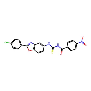 N-[[2-(4-chlorophenyl)-1,3-benzoxazol-5-yl]carbamothioyl]-4-nitrobenzamide structure