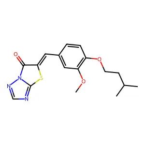 (Z)-5-(4-(isopentyloxy)-3-methoxybenzylidene)thiazolo[3,2-b][1,2,4]triazol-6(5H)-one structure
