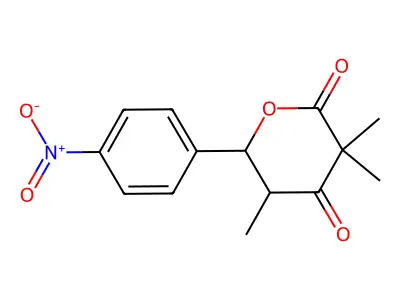 3,3,5-Trimethyl-6-(4-nitrophenyl)oxane-2,4-dione structure