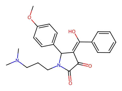 1-(3-dimethylaminopropyl)-4-(hydroxy-phenyl-methylidene)-5-(4-methoxyphenyl)pyrrolidine-2,3-dione structure