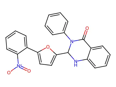 2-[5-(2-Nitrophenyl)furan-2-yl]-3-phenyl-1,2-dihydroquinazolin-4-one structure
