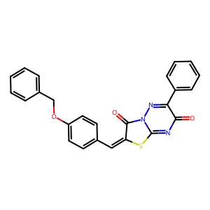 (2Z)-6-phenyl-2-[(4-phenylmethoxyphenyl)methylidene]-[1,3]thiazolo[3,2-b][1,2,4]triazine-3,7-dione structure
