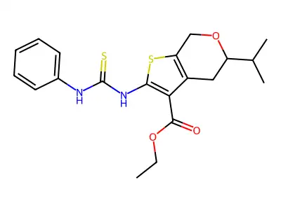 ethyl 2-(phenylcarbamothioylamino)-5-propan-2-yl-5,7-dihydro-4H-thieno[2,3-c]pyran-3-carboxylate structure