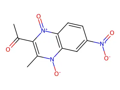 Ethanone, 1-(3-methyl-6-nitro-1,4-dioxido-2-quinoxalinyl)- structure