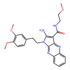 2-amino-1-[2-(3,4-dimethoxyphenyl)ethyl]-N-(2-methoxyethyl)-1H-pyrrolo[2,3-b]quinoxaline-3-carboxamide structure