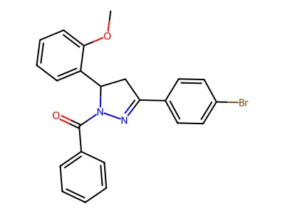 (3-(4-bromophenyl)-5-(2-methoxyphenyl)-4,5-dihydro-1H-pyrazol-1-yl)(phenyl)methanone structure