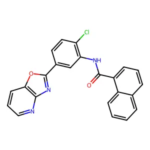 N-[2-chloro-5-([1,3]oxazolo[4,5-b]pyridin-2-yl)phenyl]naphthalene-1-carboxamide structure