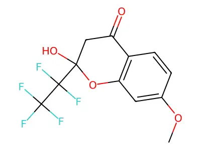 2-hydroxy-7-methoxy-2-(pentafluoroethyl)-2,3-dihydro-4H-chromen-4-one structure
