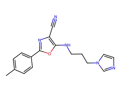 5-(3-Imidazol-1-ylpropylamino)-2-(4-methylphenyl)-1,3-oxazole-4-carbonitrile structure