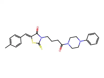 (5Z)-5-[(4-methylphenyl)methylidene]-3-[4-oxo-4-(4-phenylpiperazin-1-yl)butyl]-2-sulfanylidene-1,3-thiazolidin-4-one structure