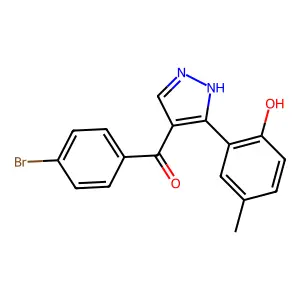 (4-bromophenyl)(3-(2-hydroxy-5-methylphenyl)-1H-pyrazol-4-yl)methanone structure
