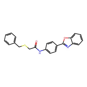 N-(4-(benzo[d]oxazol-2-yl)phenyl)-2-(benzylthio)acetamide structure