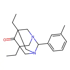5,7-Diethyl-2-(3-methylphenyl)-1,3-diazatricyclo[3.3.1.1~3,7~]decan-6-one structure