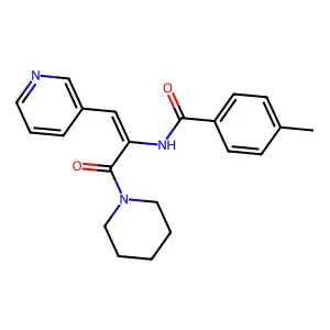 4-methyl-N-[(E)-3-oxo-3-piperidin-1-yl-1-pyridin-3-ylprop-1-en-2-yl]benzamide structure