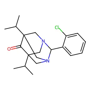 2-(2-Chlorophenyl)-5,7-diisopropyl-1,3-diazaadamantan-6-one structure