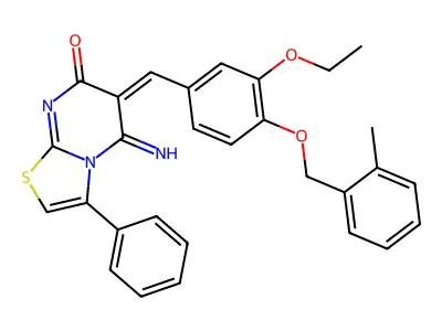 (6Z)-6-{3-ethoxy-4-[(2-methylbenzyl)oxy]benzylidene}-5-imino-3-phenyl-5,6-dihydro-7H-[1,3]thiazolo[3,2-a]pyrimidin-7-one structure
