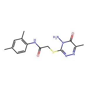 2-((4-amino-6-methyl-5-oxo-4,5-dihydro-1,2,4-triazin-3-yl)thio)-N-(2,4-dimethylphenyl)acetamide structure