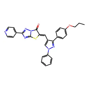 (5Z)-5-{[1-phenyl-3-(4-propoxyphenyl)-1H-pyrazol-4-yl]methylene}-2-(4-pyridinyl)[1,3]thiazolo[3,2-b][1,2,4]triazol-6(5H)-one structure