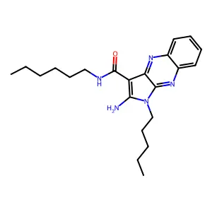 2-amino-N-hexyl-1-pentyl-1H-pyrrolo[2,3-b]quinoxaline-3-carboxamide structure