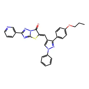 (5Z)-5-{[1-PHENYL-3-(4-PROPOXYPHENYL)-1H-PYRAZOL-4-YL]METHYLENE}-2-(3-PYRIDINYL)[1,3]THIAZOLO[3,2-B][1,2,4]TRIAZOL-6(5H)-ONE structure
