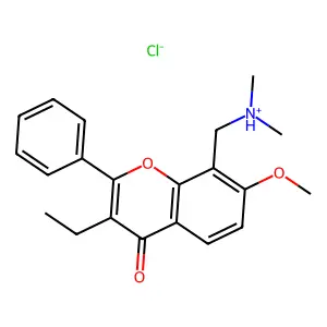 Flavone, 8-(dimethylaminomethyl)-3-ethyl-7-methoxy-, hydrochloride structure