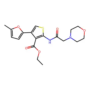4-(5-methyl-2-furanyl)-2-[[2-(4-morpholinyl)-1-oxoethyl]amino]-3-thiophenecarboxylic acid ethyl ester structure