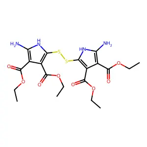 1H-Pyrrole-3,4-dicarboxylic acid, 2,2'-dithiobis(5-amino-, tetraethyl ester structure