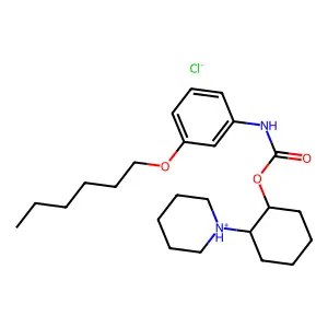 Carbanilic acid, m-hexyloxy-, 2-piperidinocyclohexyl ester, hydrochloride, (E)- structure