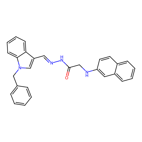 N'-[(E)-(1-benzyl-1H-indol-3-yl)methylidene]-2-(naphthalen-2-ylamino)acetohydrazide (non-preferred name) structure