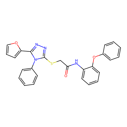 2-((5-(furan-2-yl)-4-phenyl-4H-1,2,4-triazol-3-yl)thio)-N-(2-phenoxyphenyl)acetamide structure