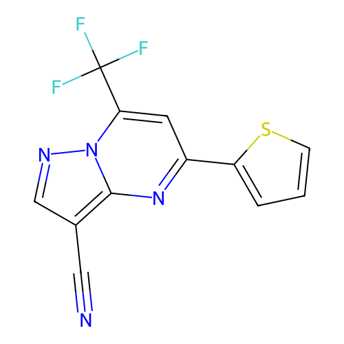 5-(Thiophen-2-yl)-7-(trifluoromethyl)pyrazolo[1,5-a]pyrimidine-3-carbonitrile structure
