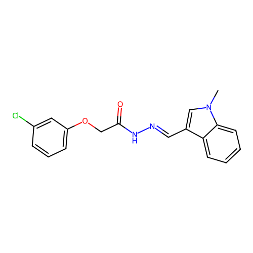 2-(3-chlorophenoxy)-N'-[(E)-(1-methyl-1H-indol-3-yl)methylidene]acetohydrazide structure