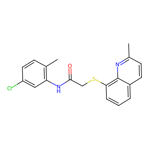 N-(5-chloro-2-methylphenyl)-2-((2-methylquinolin-8-yl)thio)acetamide structure
