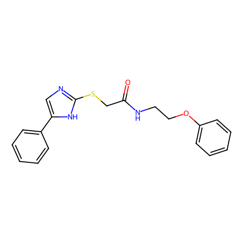 N-(2-phenoxyethyl)-2-[(4-phenyl-1H-imidazol-2-yl)sulfanyl]acetamide structure