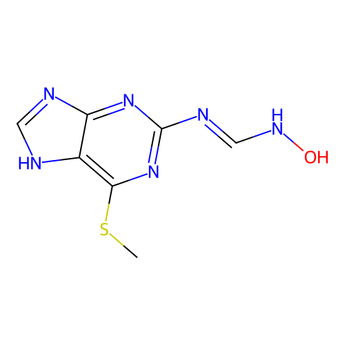 N-hydroxy-N'-(6-methylsulfanyl-7H-purin-2-yl)methanimidamide structure