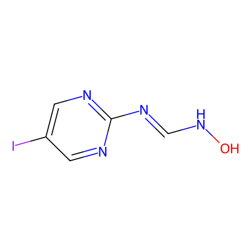 N-hydroxy-N'-(5-iodopyrimidin-2-yl)methanimidamide structure