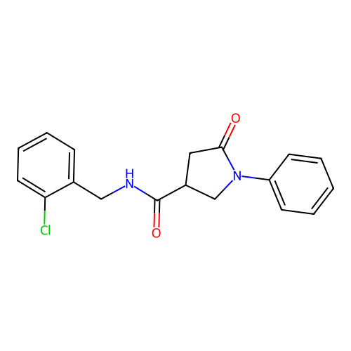 N-(2-chlorobenzyl)-5-oxo-1-phenylpyrrolidine-3-carboxamide structure